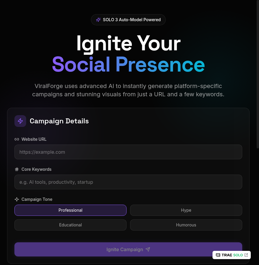 ViralForge Dashboard Interface